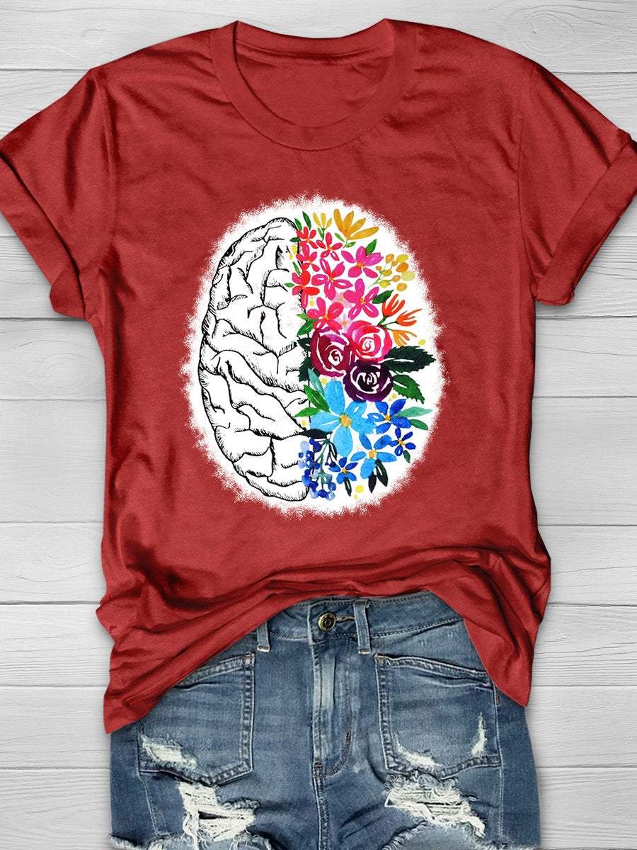 Anatomical Brain Print Short Sleeve T-shirt