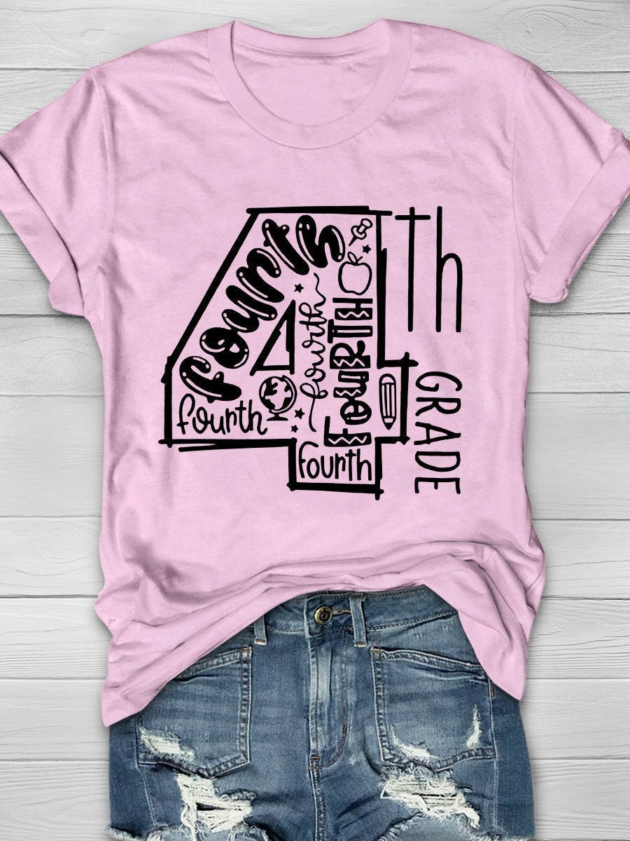4th Grade Teacher Print Graphic T-shirts