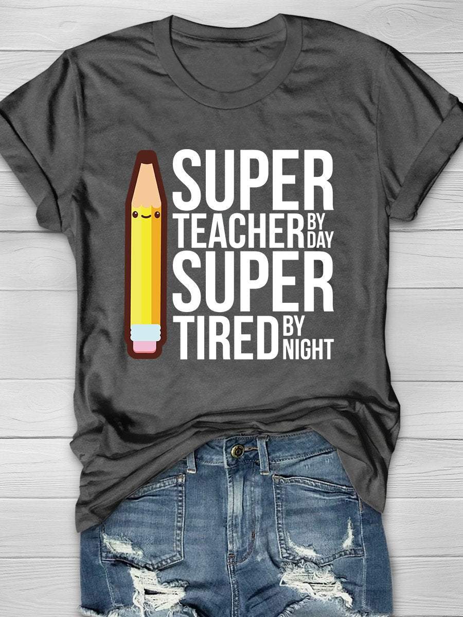 Super Teacher Print Graphic T-shirts