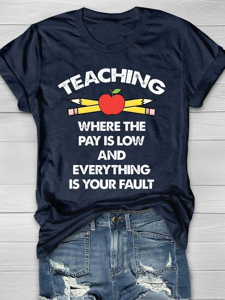 Funny Teacher Print Graphic T-shirts