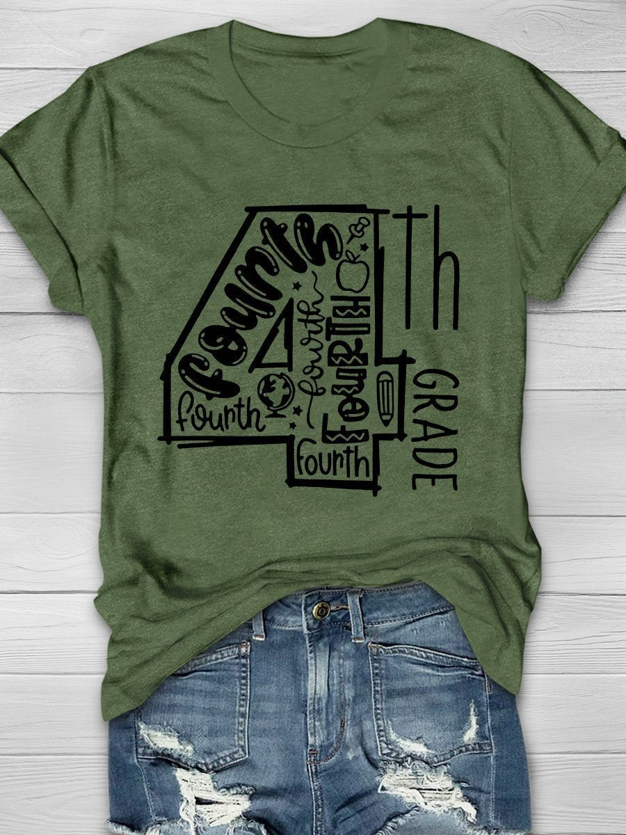4th Grade Teacher Print Graphic T-shirts