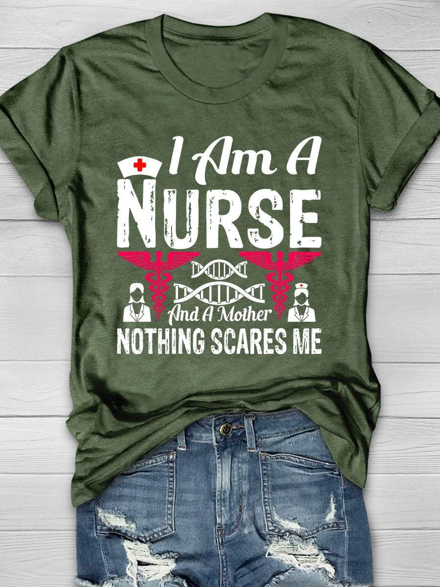 I Am A Nurse And A Mother Print Short Sleeve T-shirt