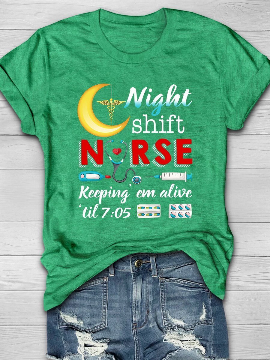Night Shift Nurse Print Short Sleeve T-shirt