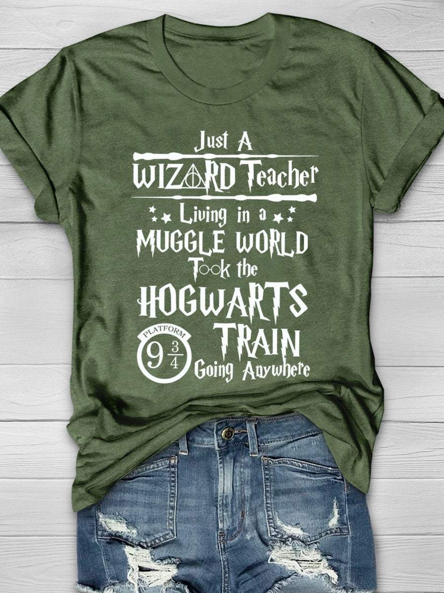 Just A Wizard Teacher Living In a Muggle World Print Graphic T-shirts