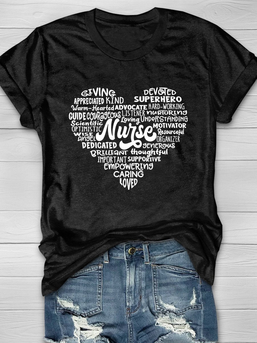 Nurse Print Short Sleeve T-shirt