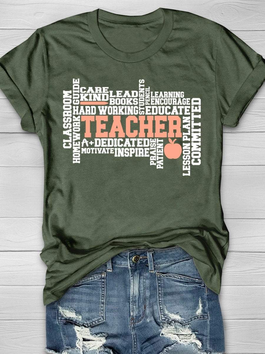 Teacher Print Graphic T-shirts