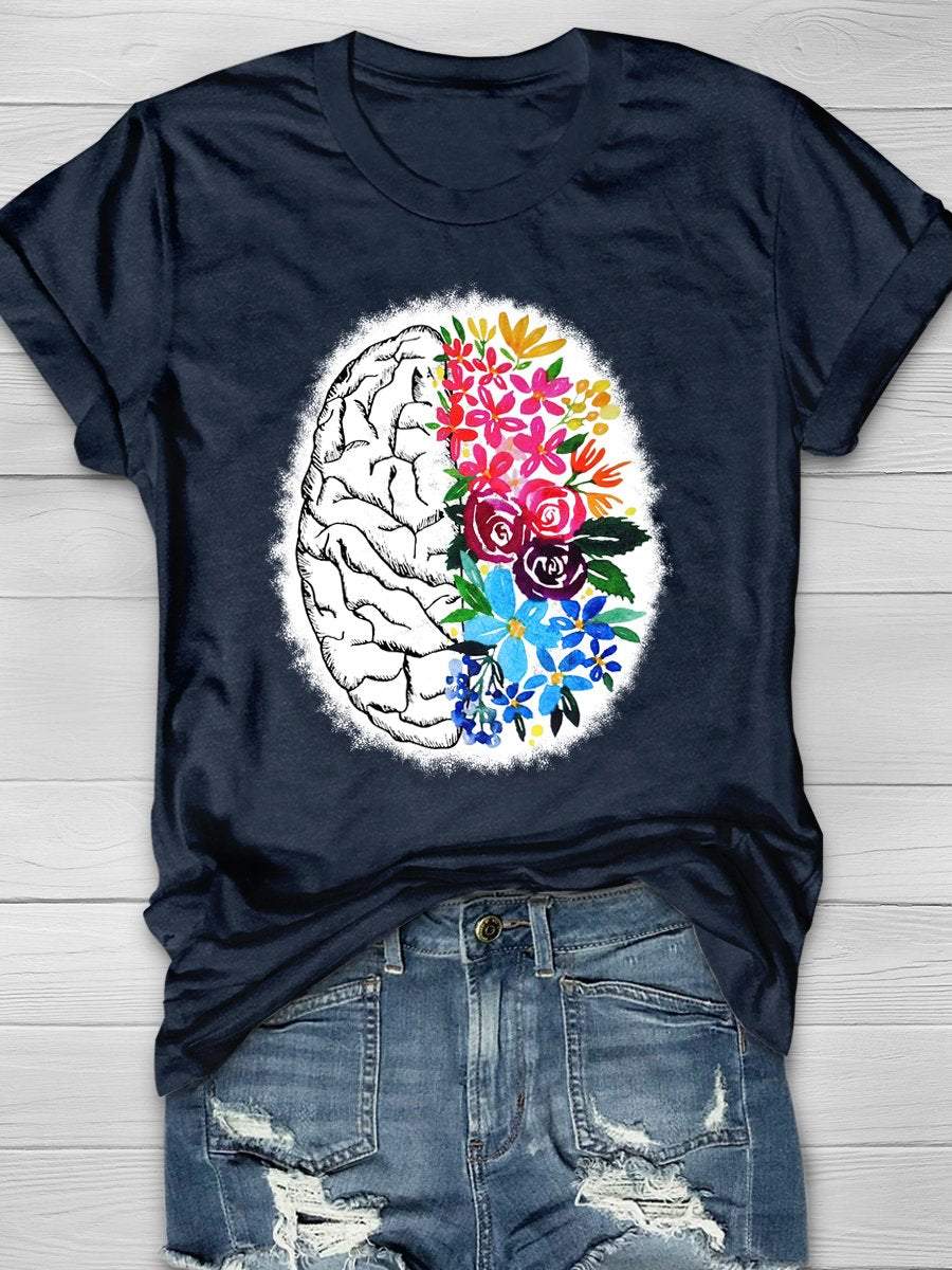 Anatomical Brain Print Short Sleeve T-shirt
