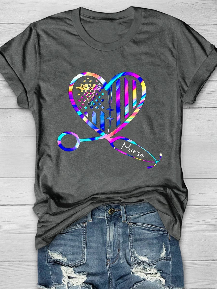 Nurse Print Short Sleeve T-shirt