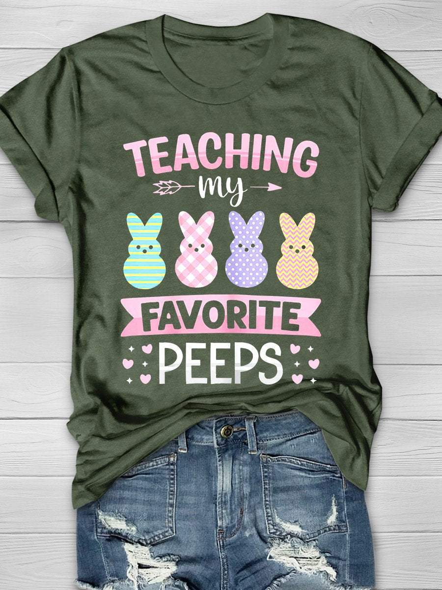 Teaching My Favorite Peeps Easter Teacher Print Graphic T-shirts