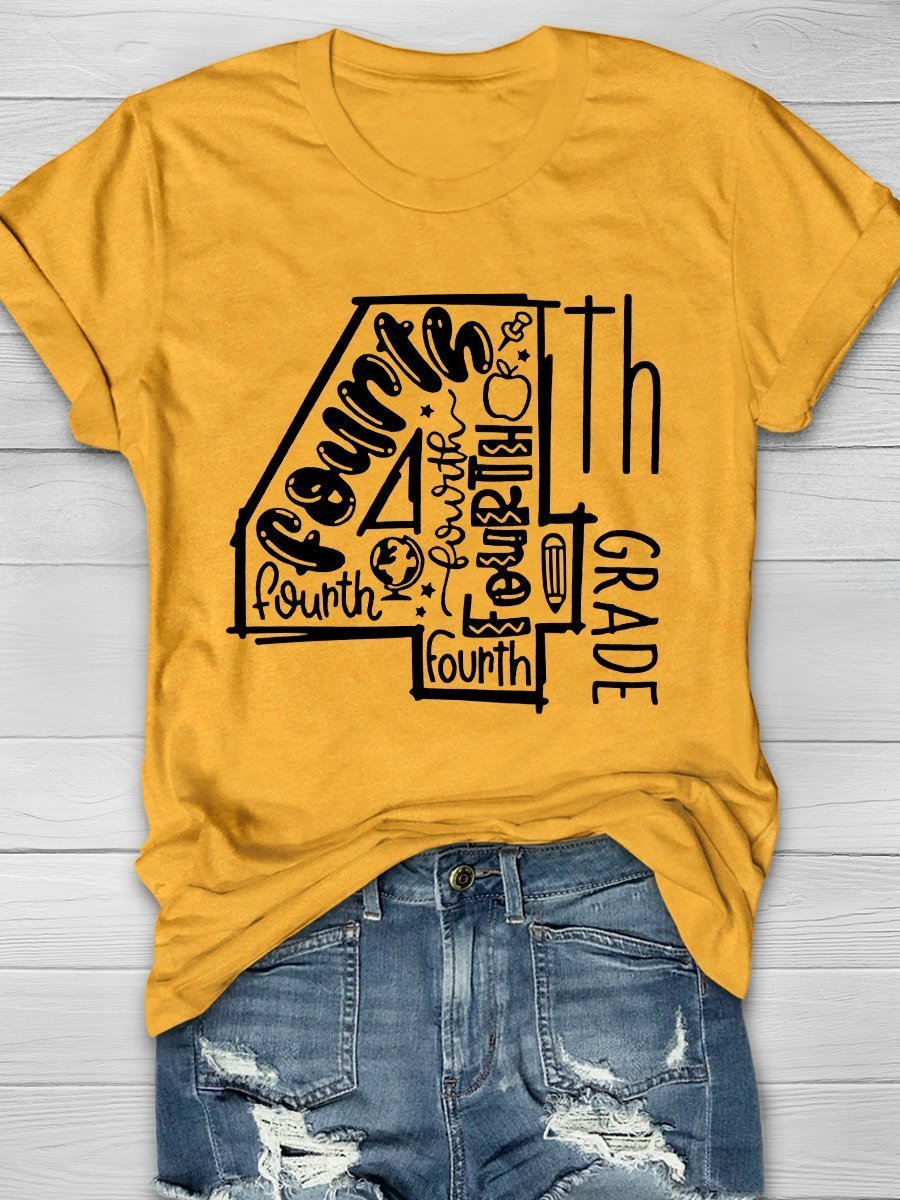 4th Grade Teacher Print Graphic T-shirts