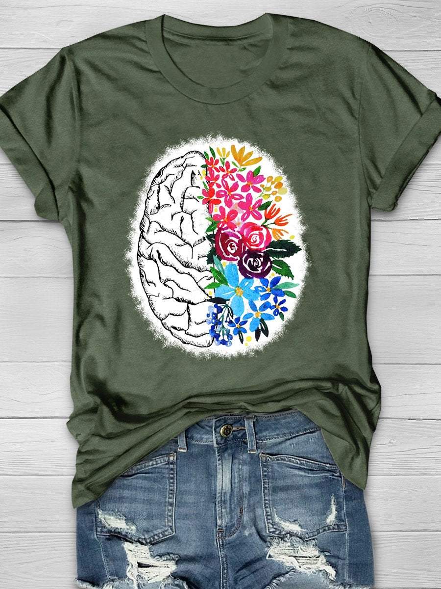 Anatomical Brain Print Short Sleeve T-shirt