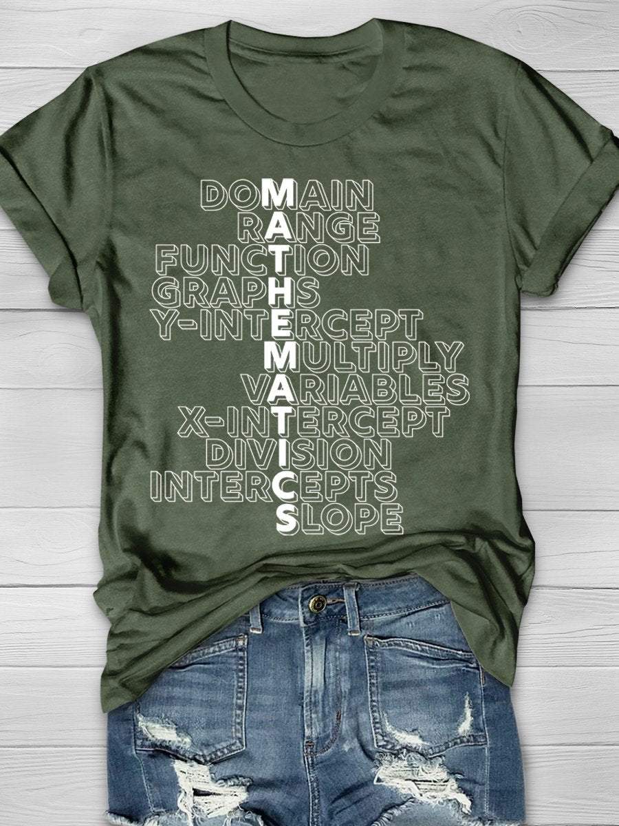 Math Teacher Print Graphic T-shirts