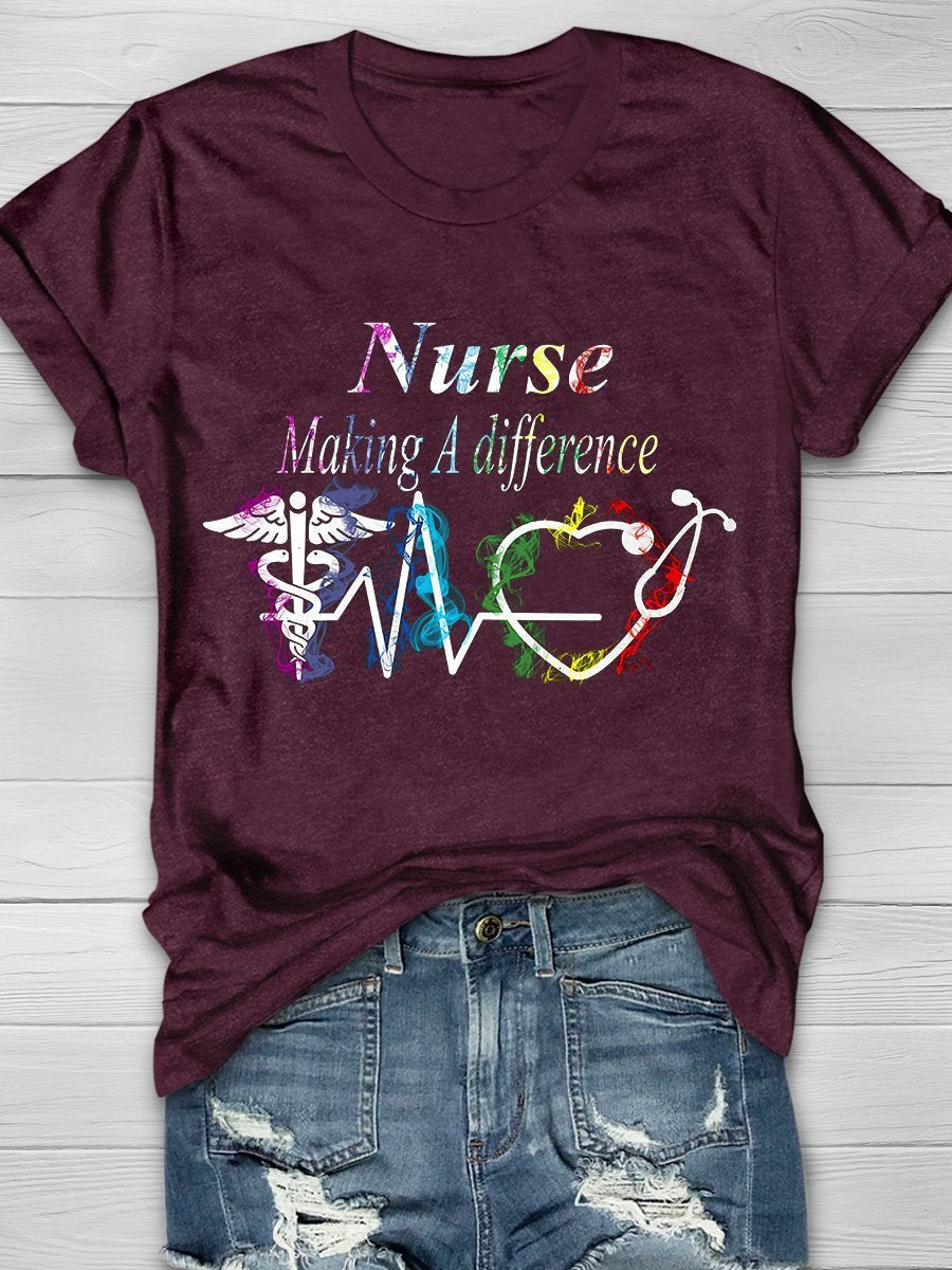 Nurse Print Short Sleeve T-shirt