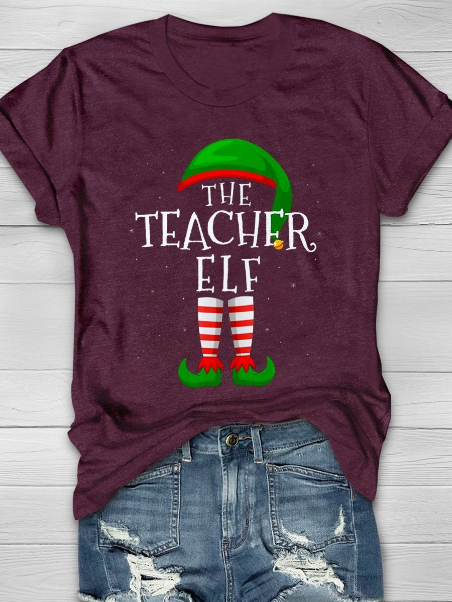 The Teacher Elf Print Graphic T-shirts
