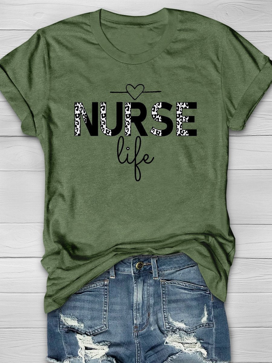 Nurse Life Print Short Sleeve T-shirt