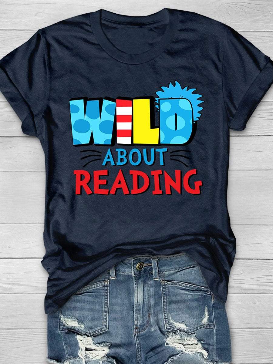 Wild About Reading Print Graphic T-shirts