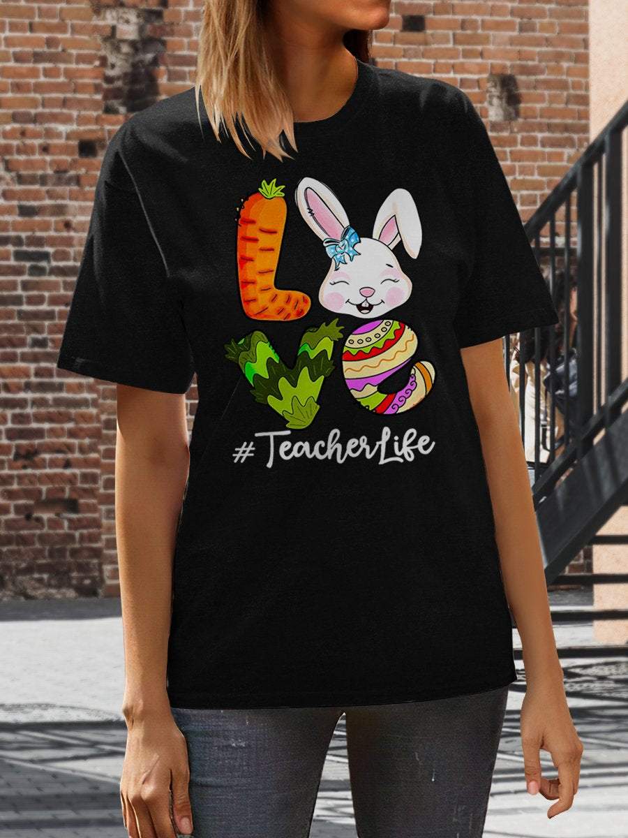 Love Easter Teacher Life Print Graphic T-shirts