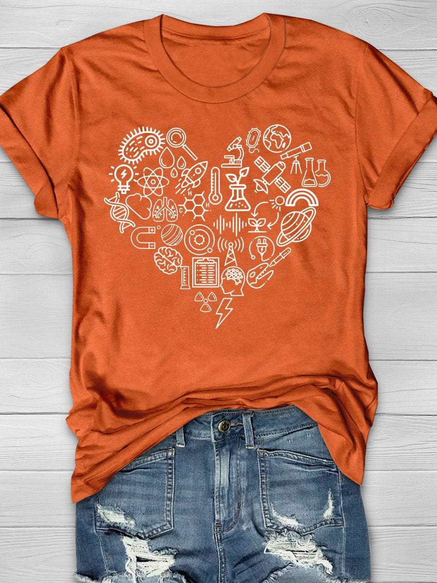 Science Teacher Love Print Graphic T-shirts