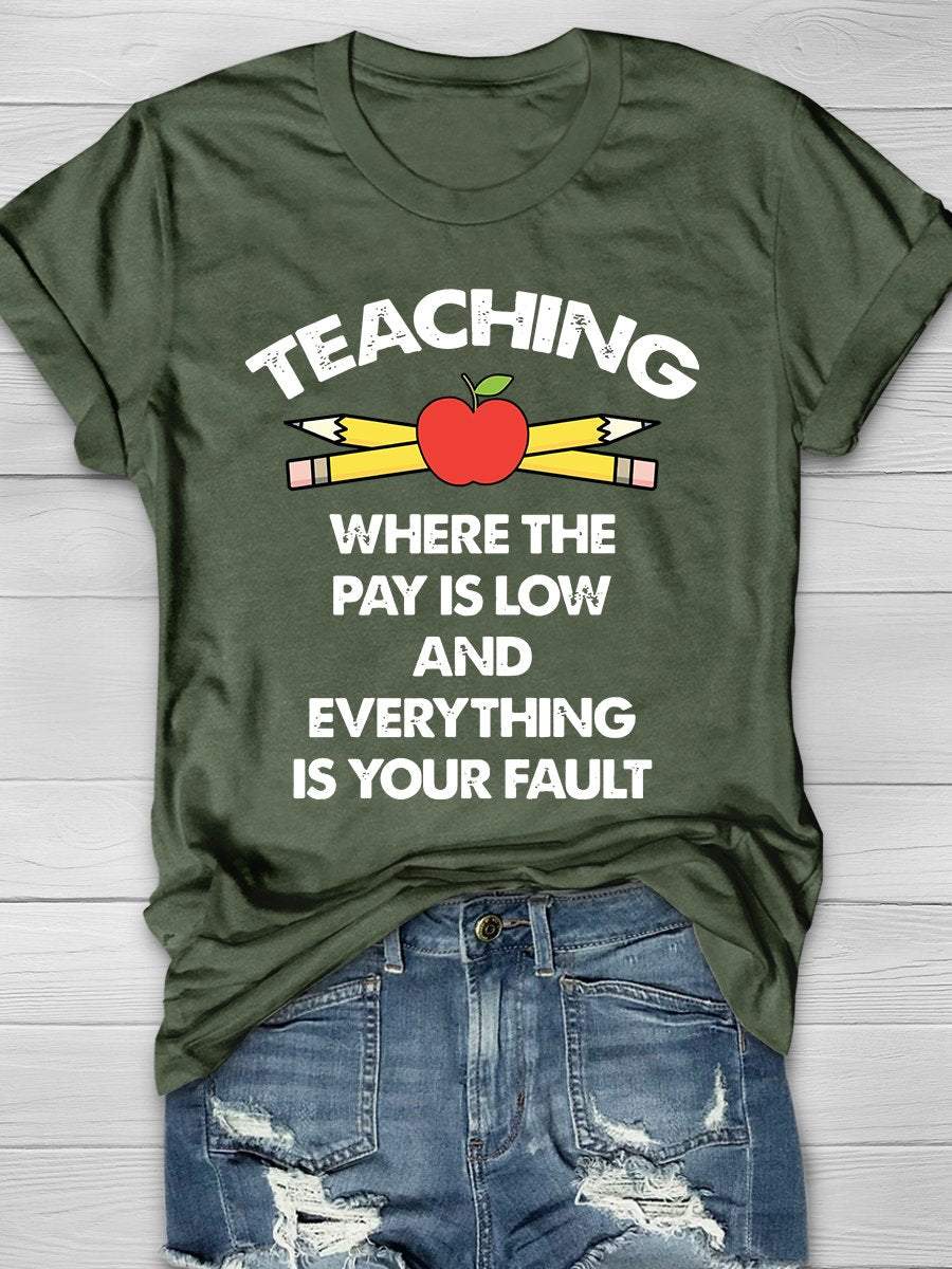 Funny Teacher Print Graphic T-shirts