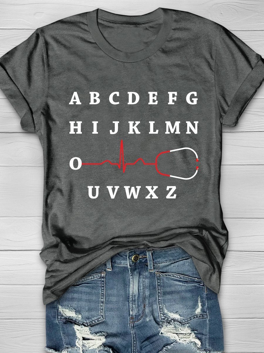 PQRST Nurse Print Short Sleeve T-shirt