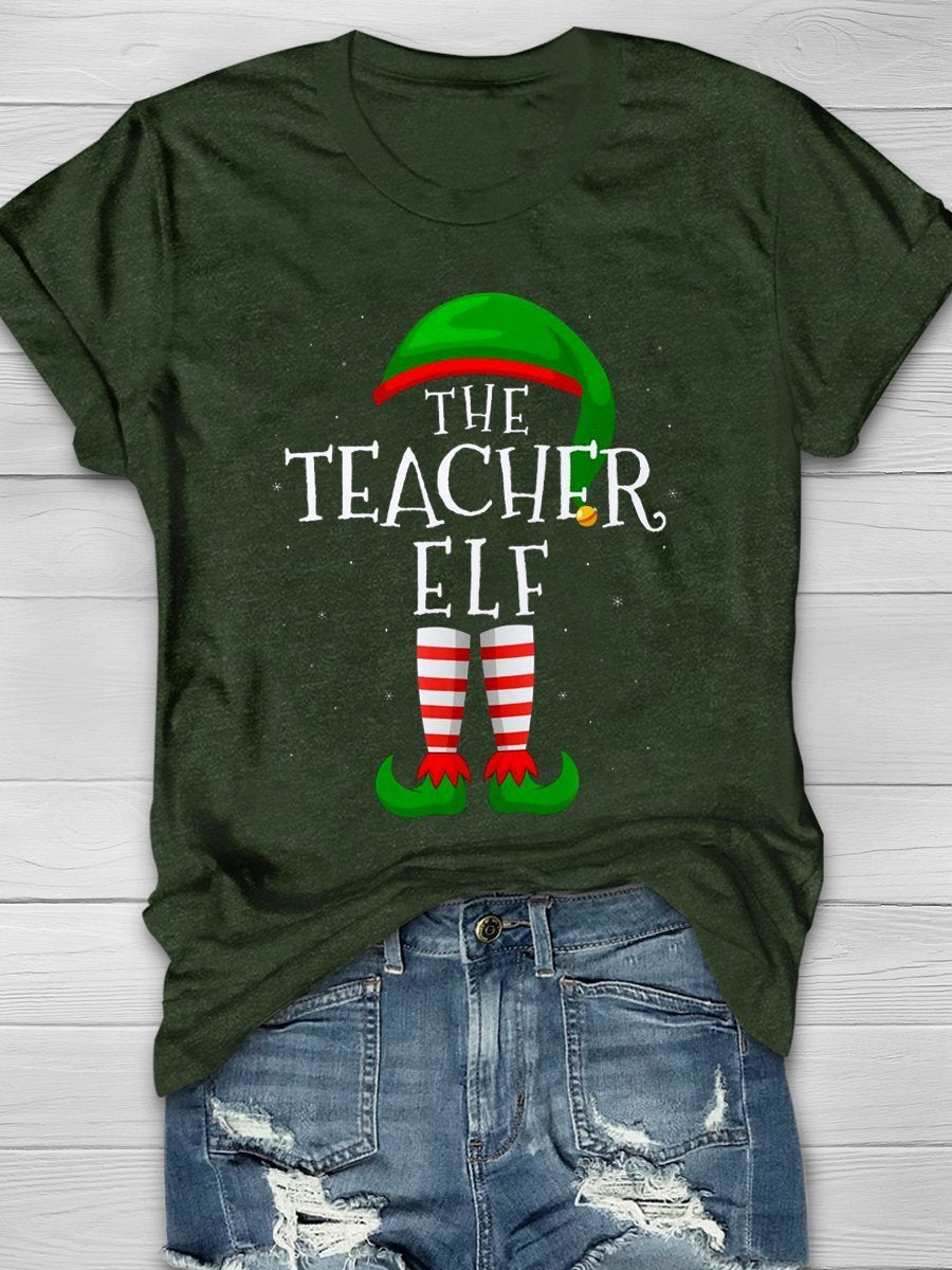 The Teacher Elf Print Graphic T-shirts