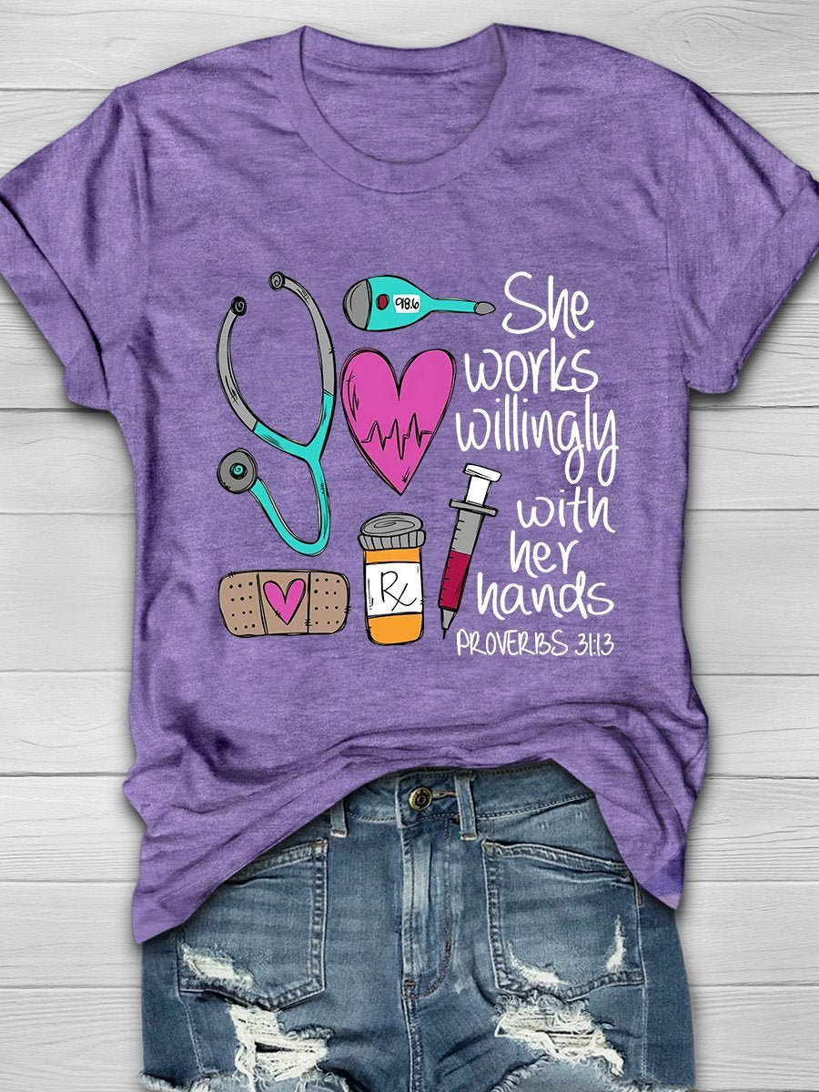 Nurse Print Short Sleeve T-shirt