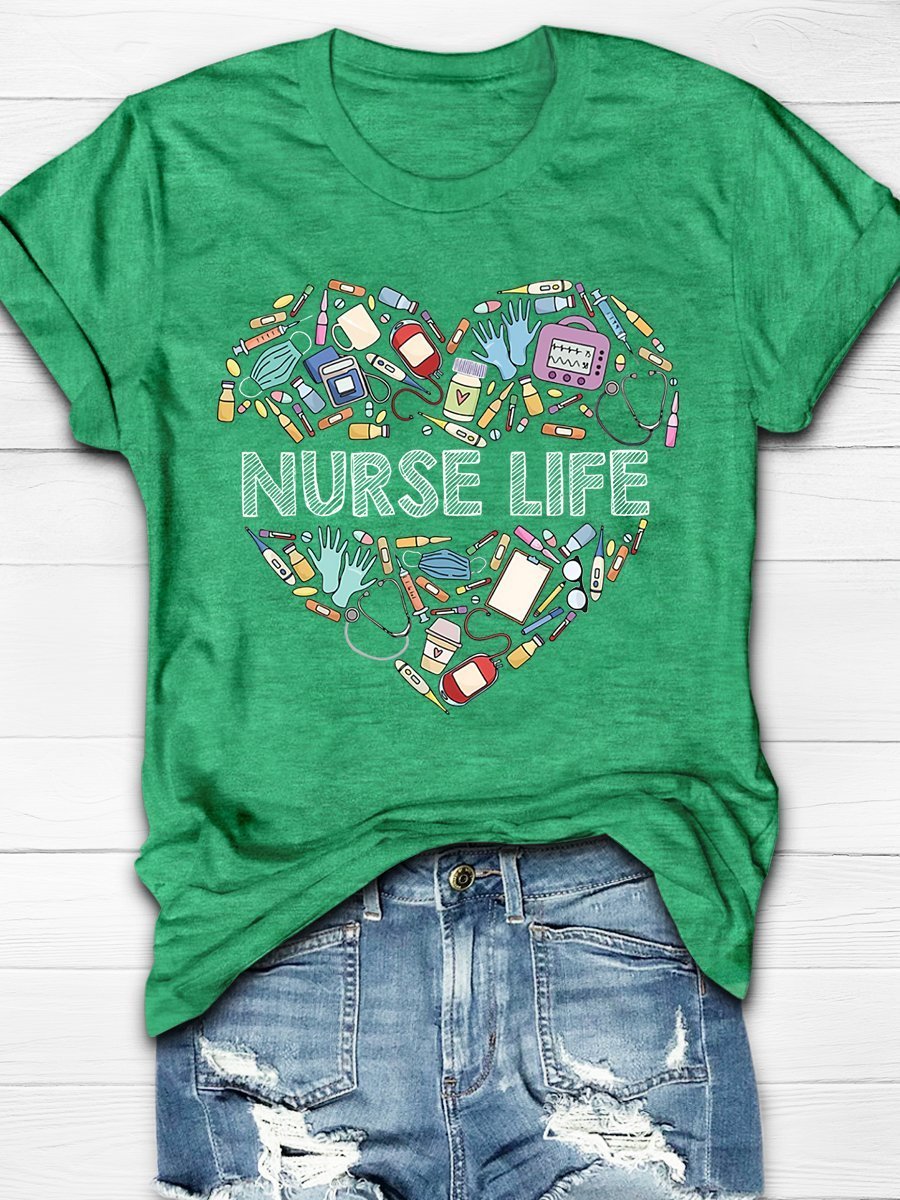 Nurse Life Print Short Sleeve T-shirt