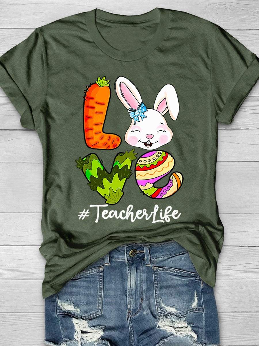 Love Easter Teacher Life Print Graphic T-shirts