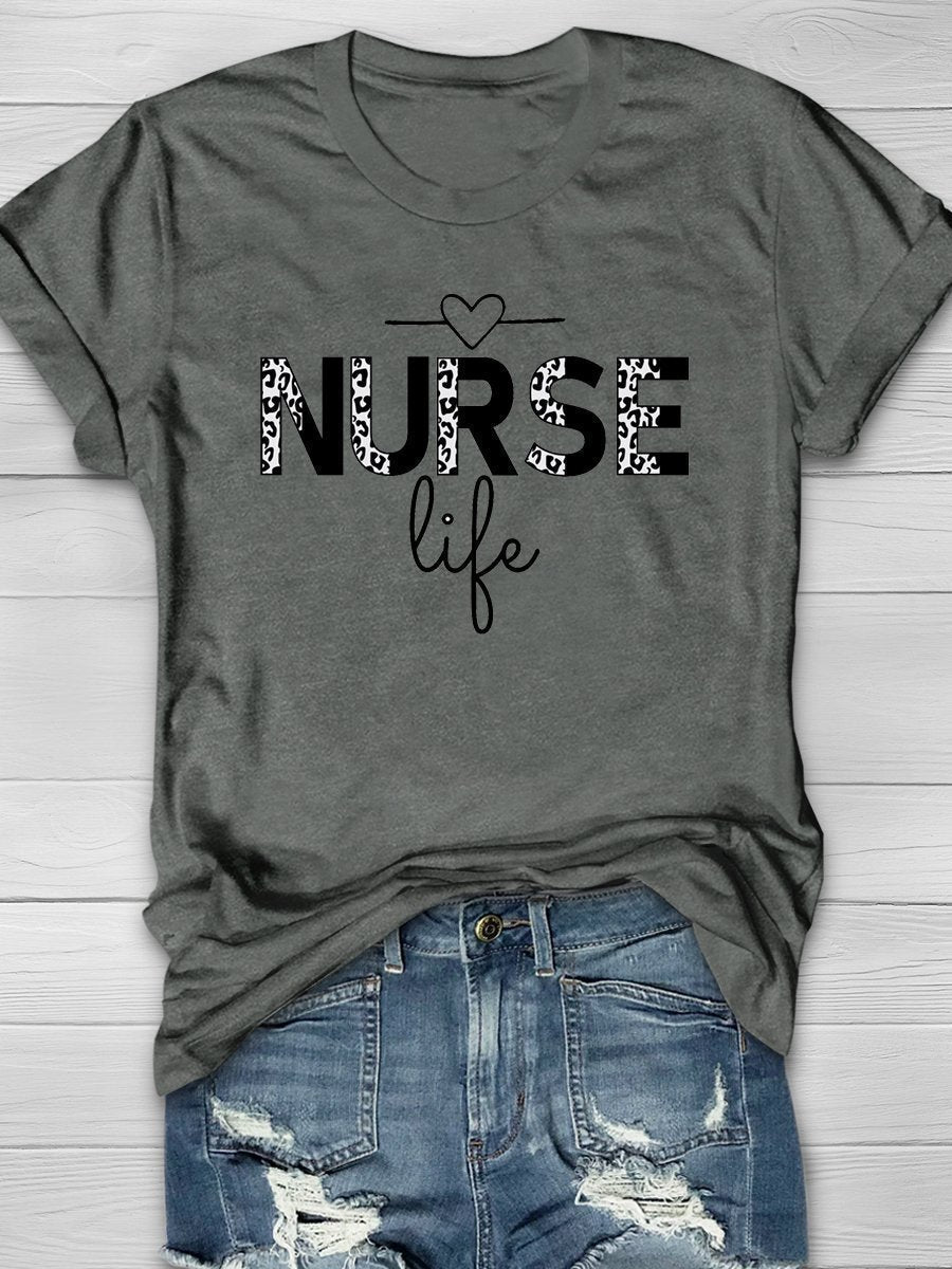 Nurse Life Print Short Sleeve T-shirt