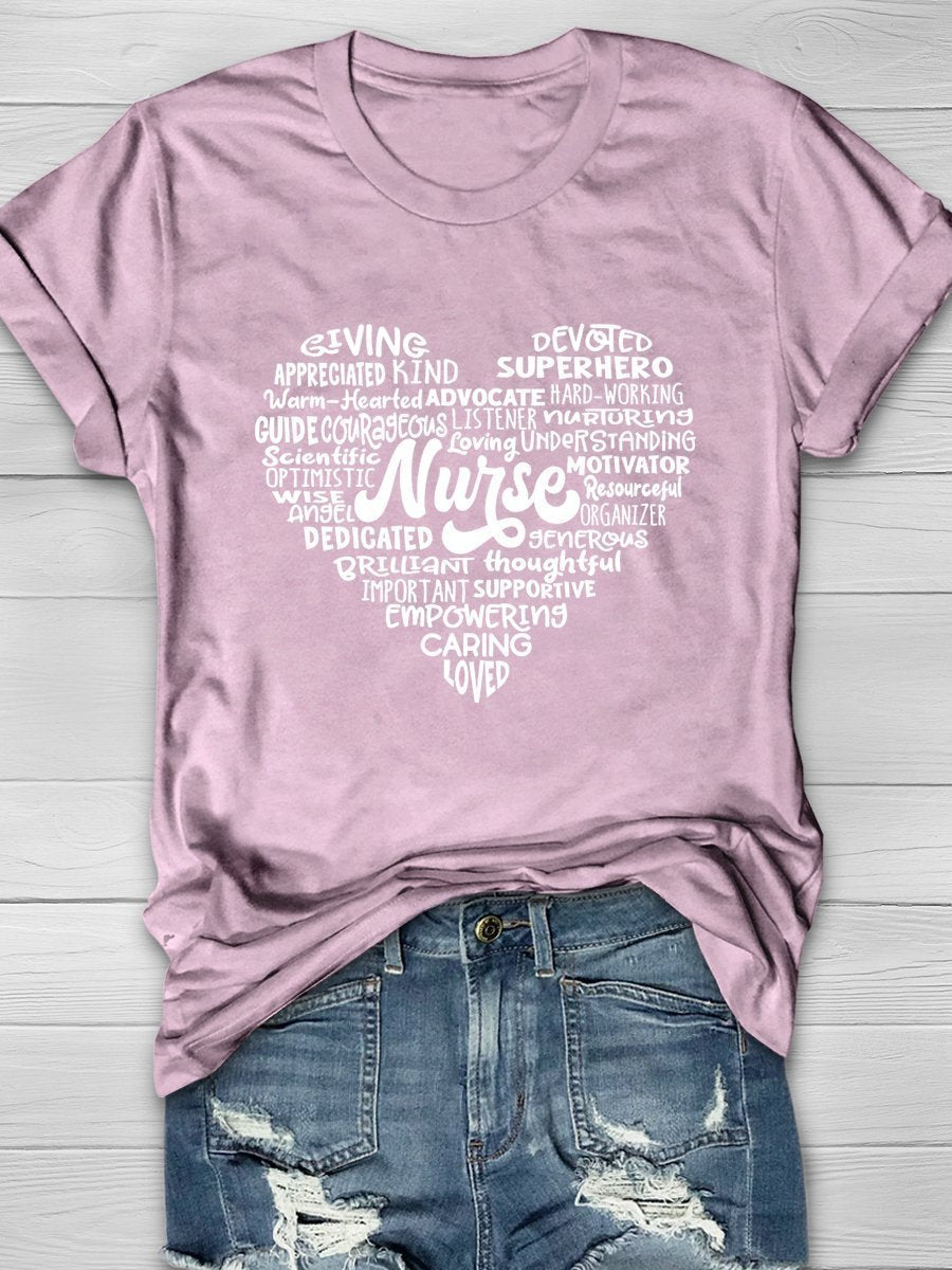 Nurse Print Short Sleeve T-shirt