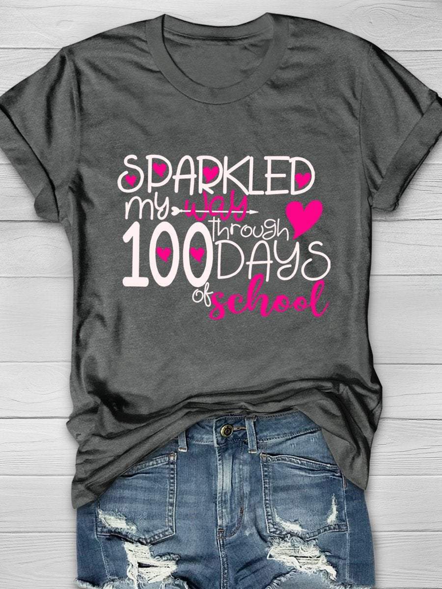 Happy 100th Day Of School Print Graphic T-shirts
