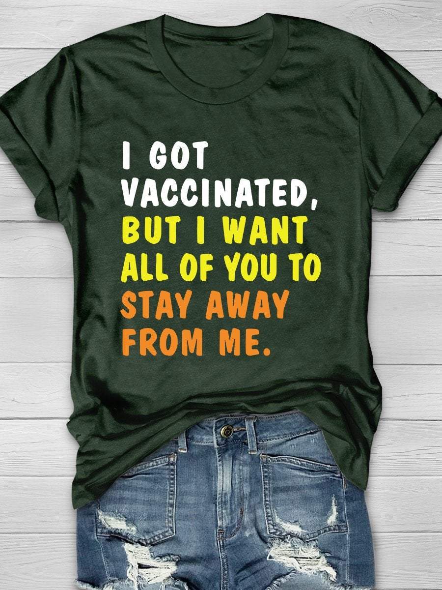 I Got Vaccinated Print Short Sleeve T-shirt