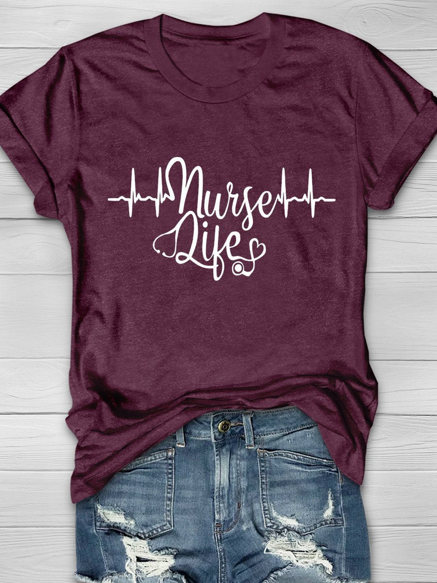 Nurse Life Print Short Sleeve T-shirt