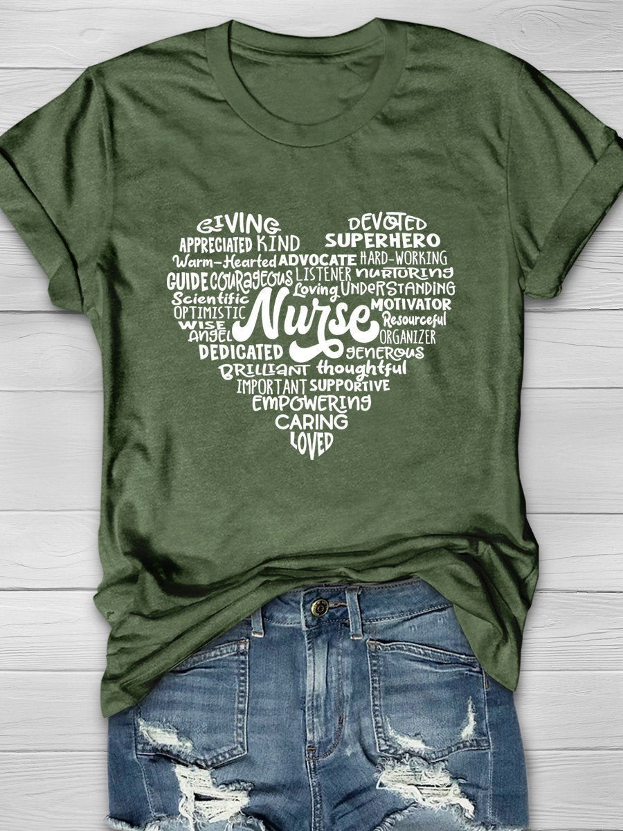 Nurse Print Short Sleeve T-shirt