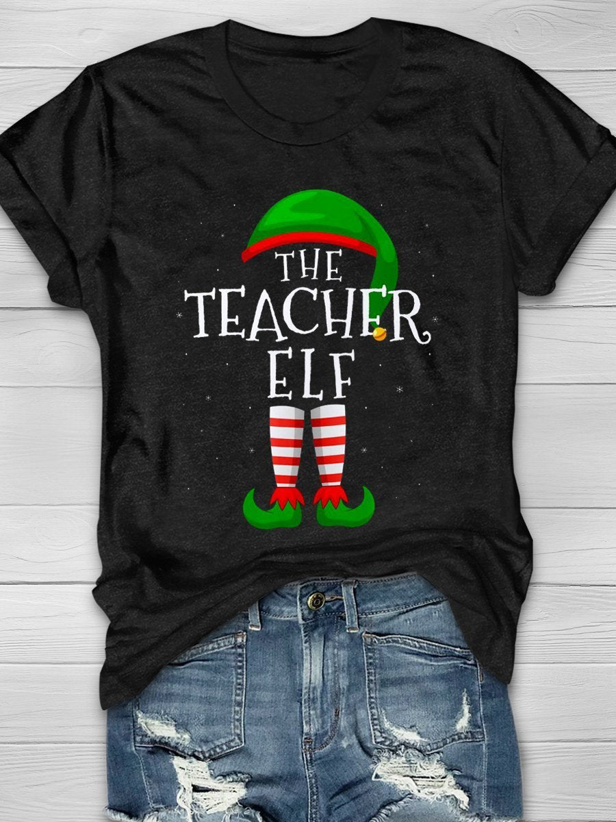 The Teacher Elf Print Graphic T-shirts