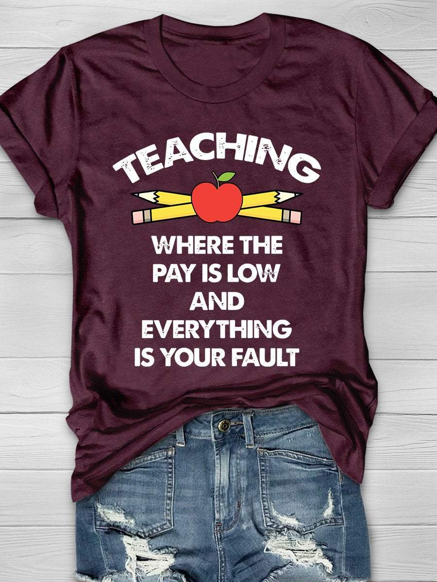 Funny Teacher Print Graphic T-shirts