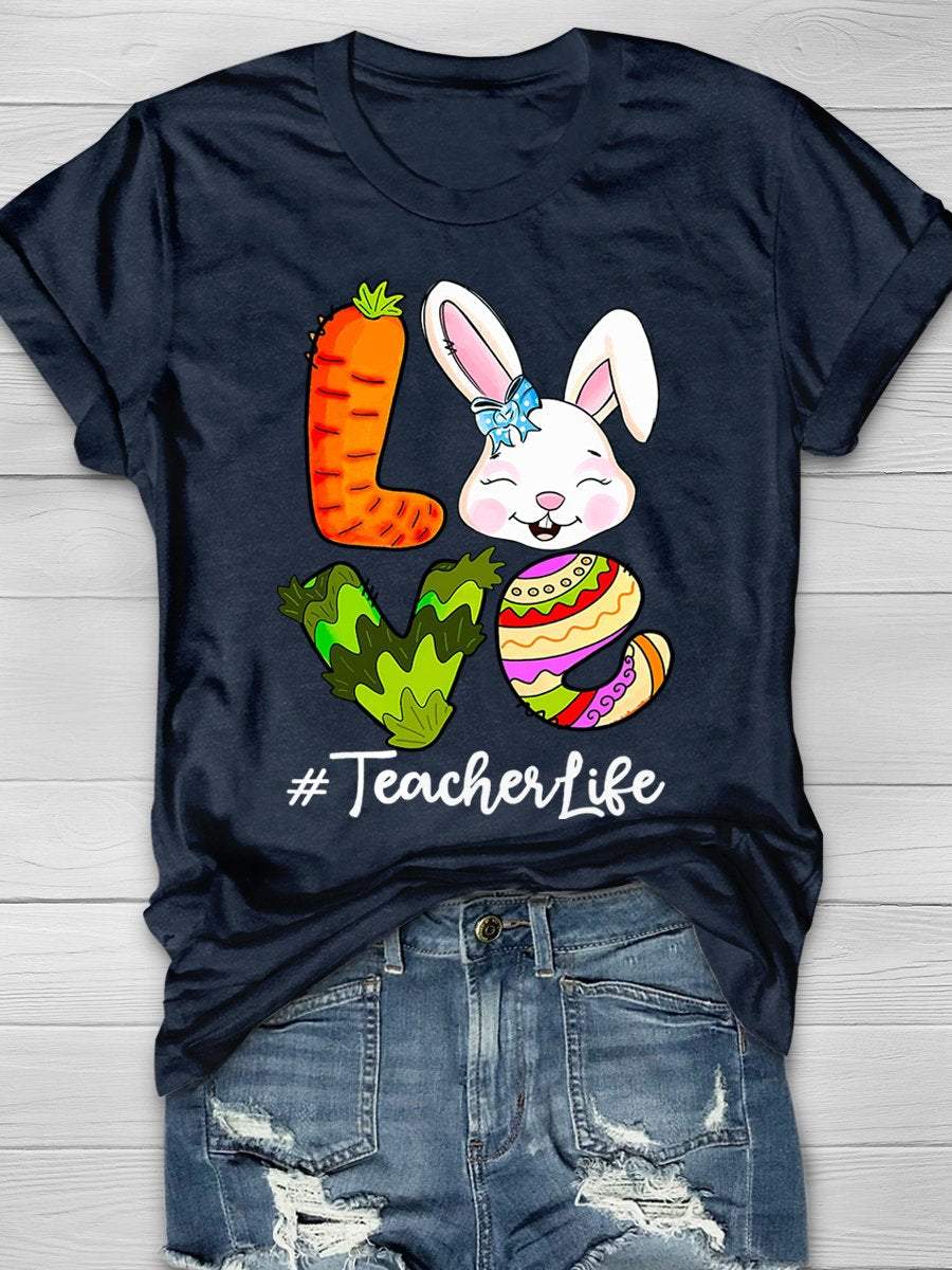 Love Easter Teacher Life Print Graphic T-shirts