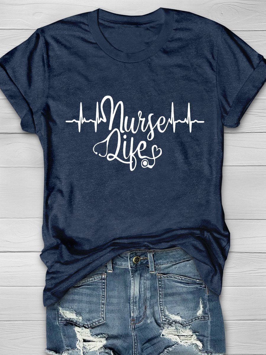 Nurse Life Print Short Sleeve T-shirt