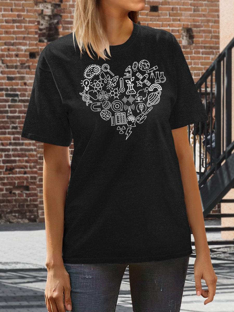 Science Teacher Love Print Graphic T-shirts