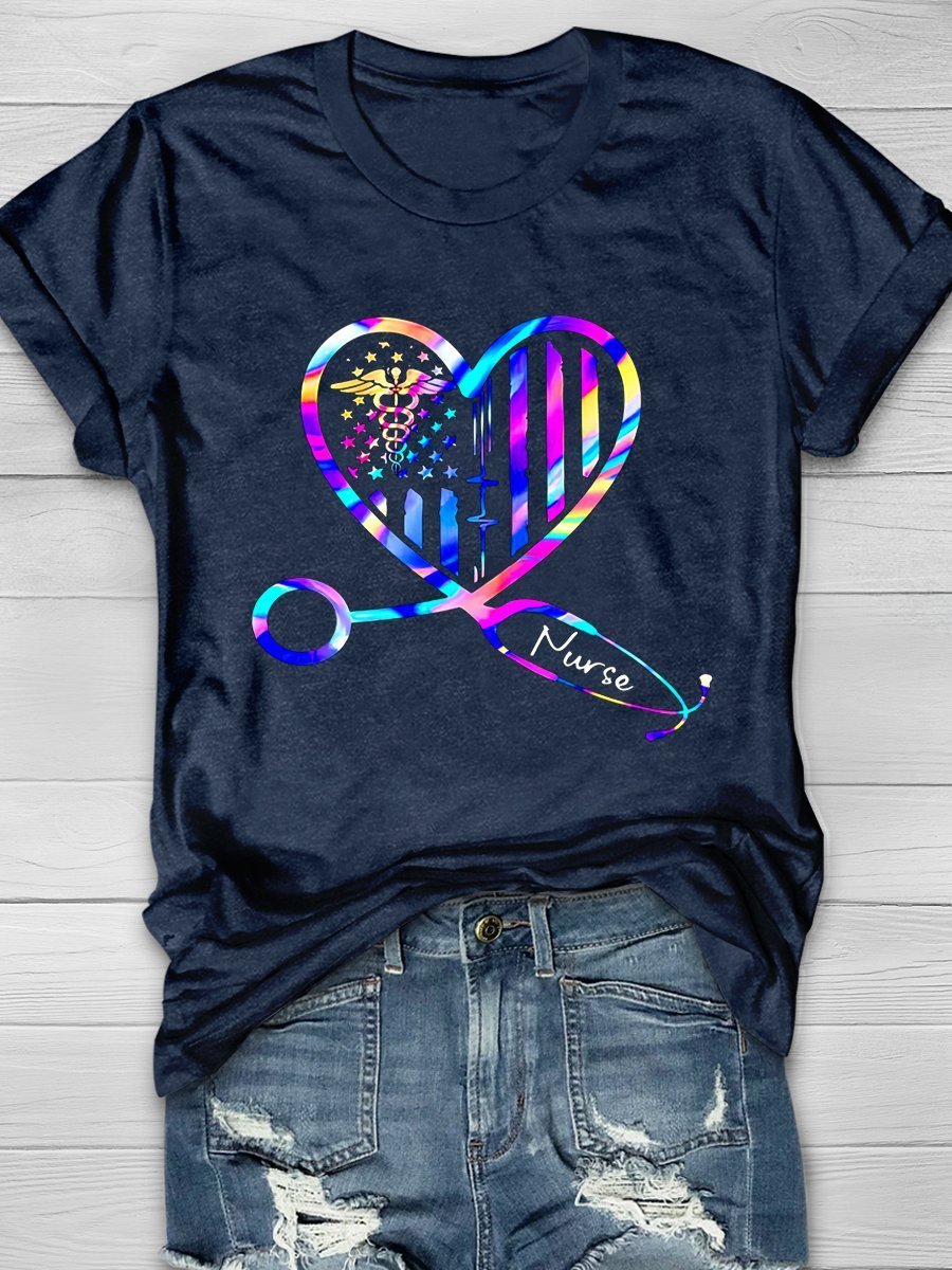 Nurse Print Short Sleeve T-shirt