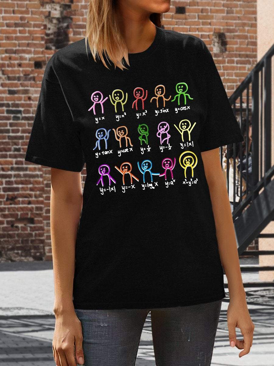 Math Stick Figures Science Print Graphic T-shirts