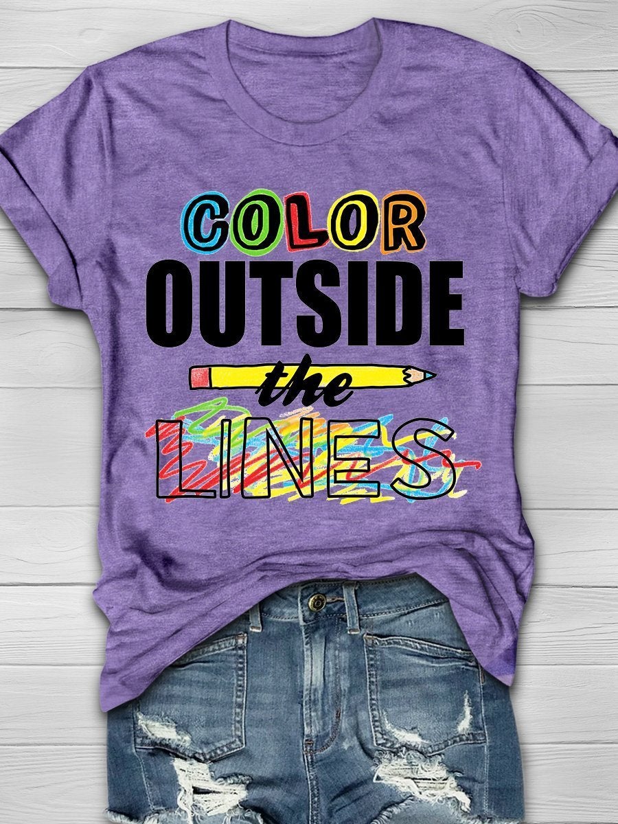 Color Outside The Lines Print Graphic T-shirts