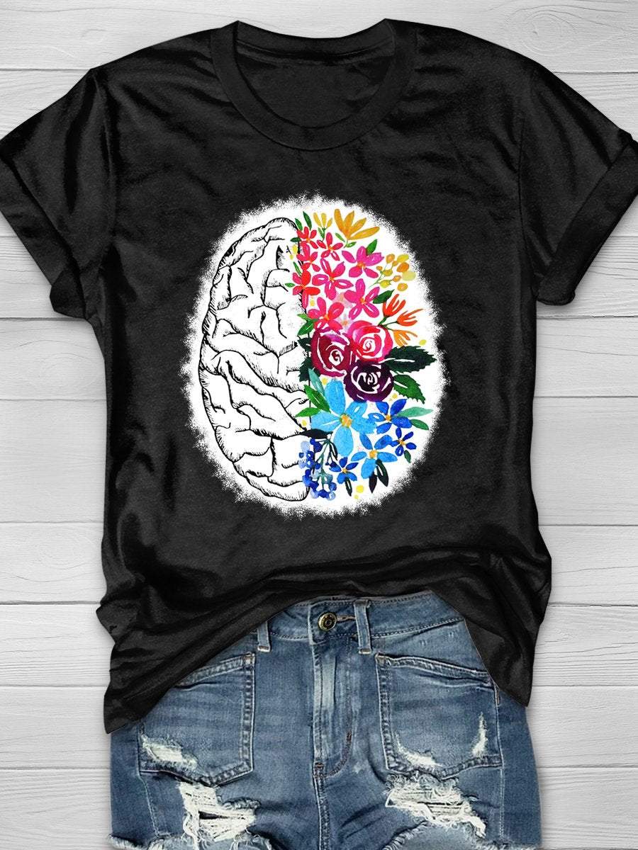 Anatomical Brain Print Short Sleeve T-shirt