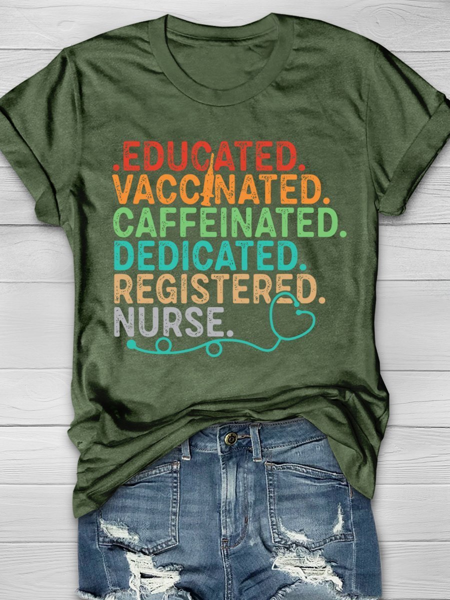 Educated Nurse Print Short Sleeve T-shirt