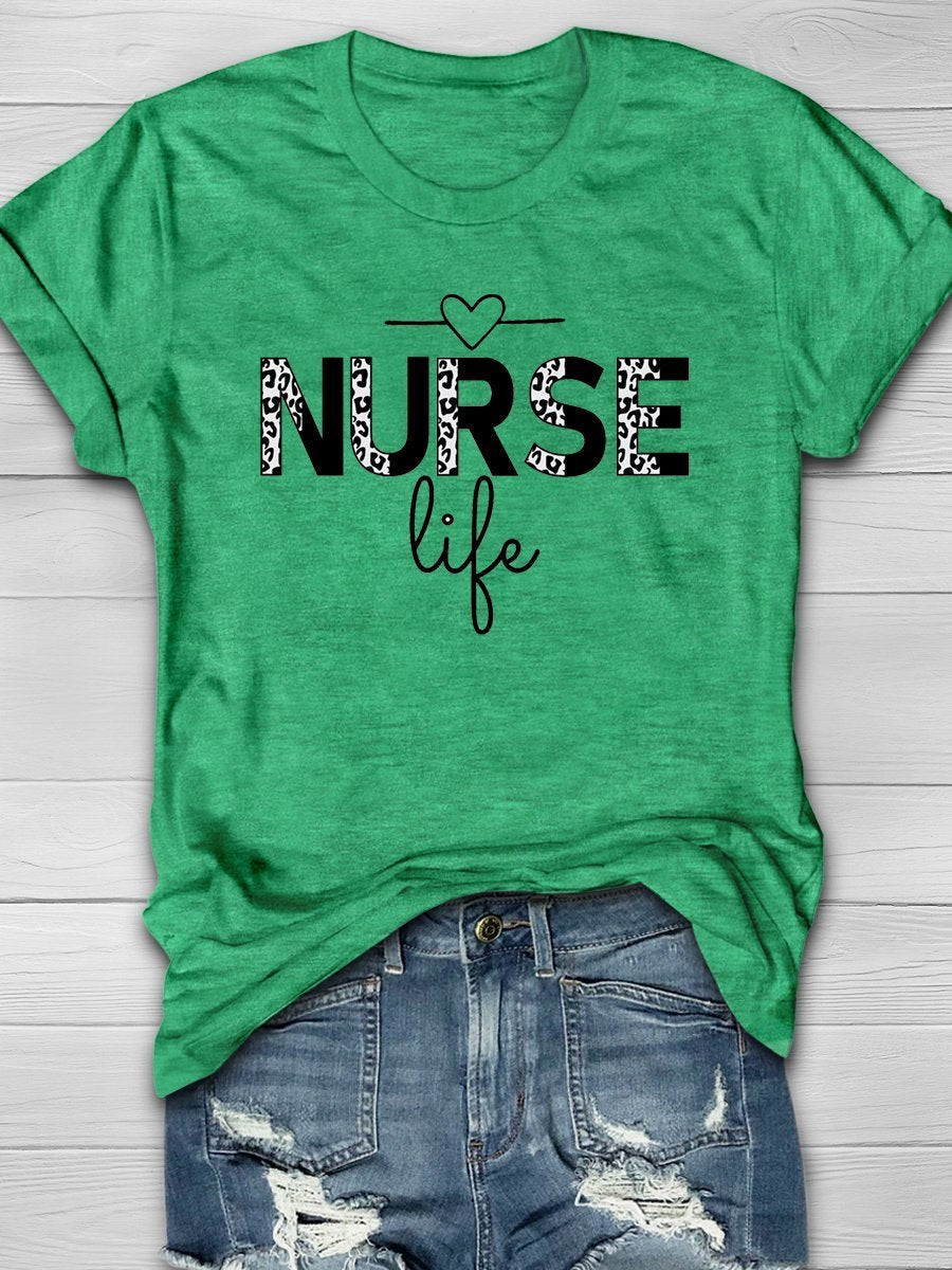 Nurse Life Print Short Sleeve T-shirt