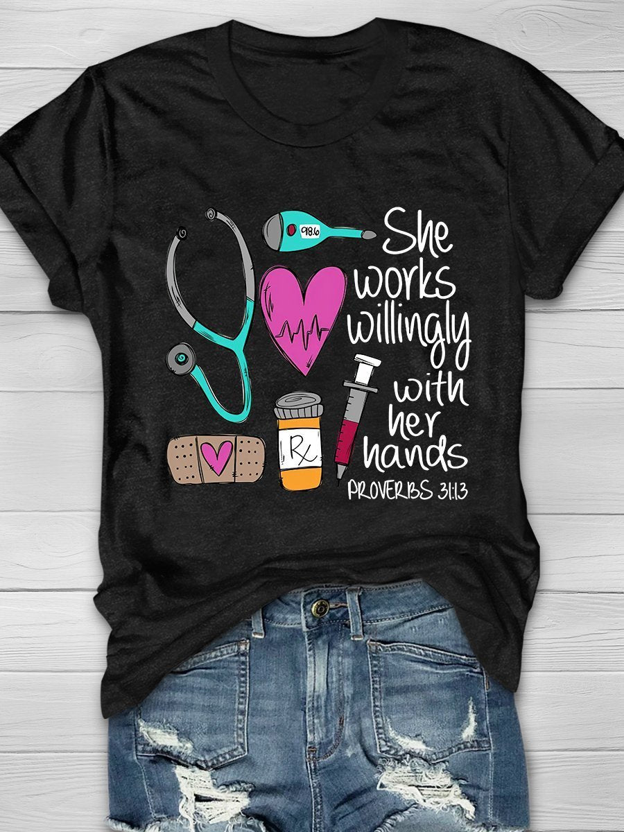 Nurse Print Short Sleeve T-shirt