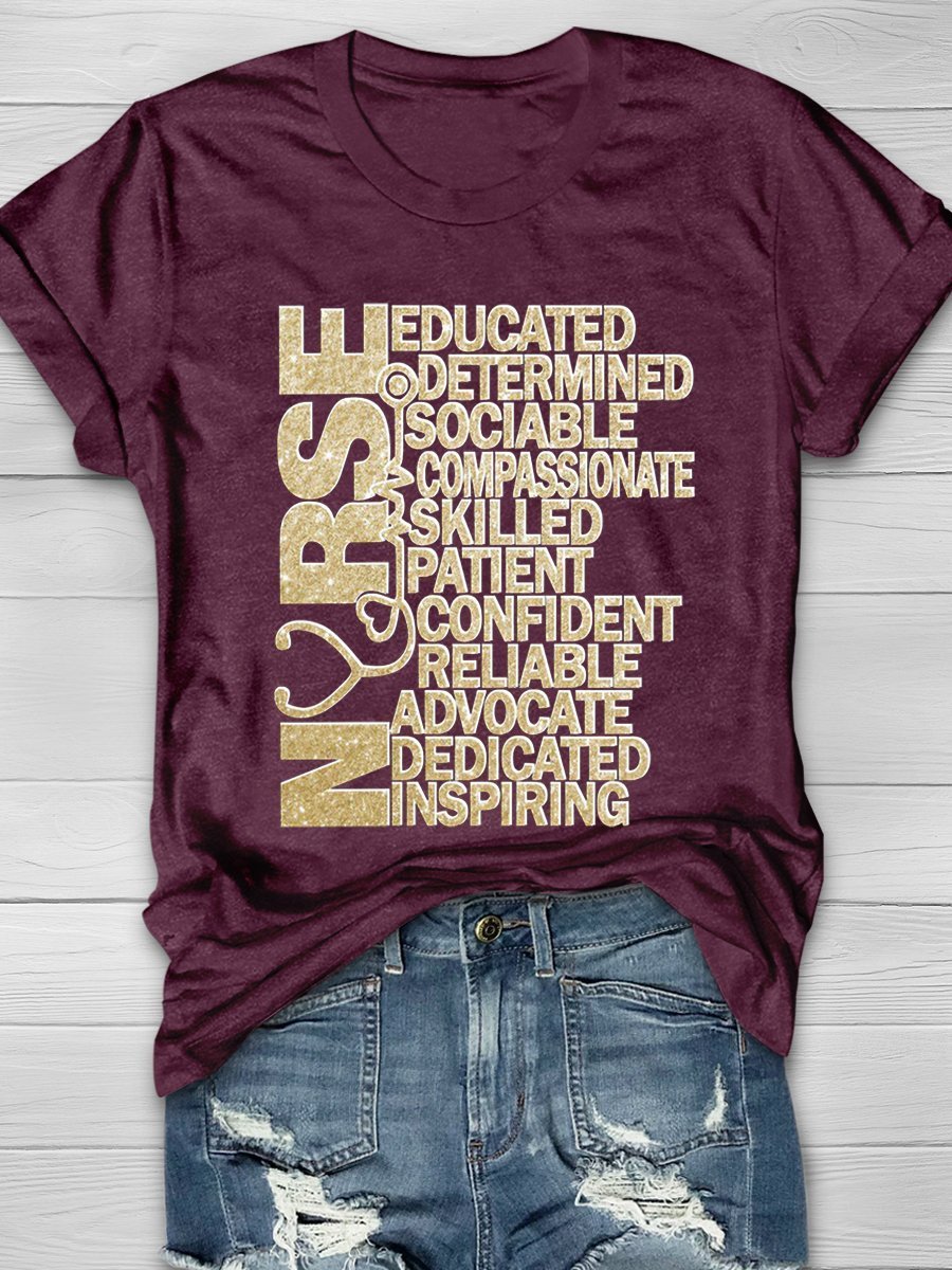 Nurse Print Short Sleeve T-shirt
