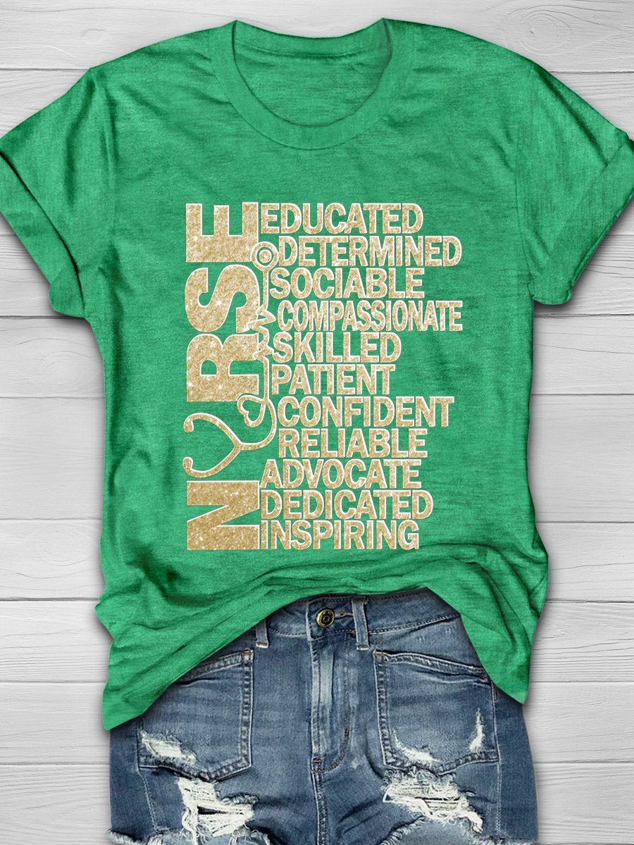 Nurse Print Short Sleeve T-shirt