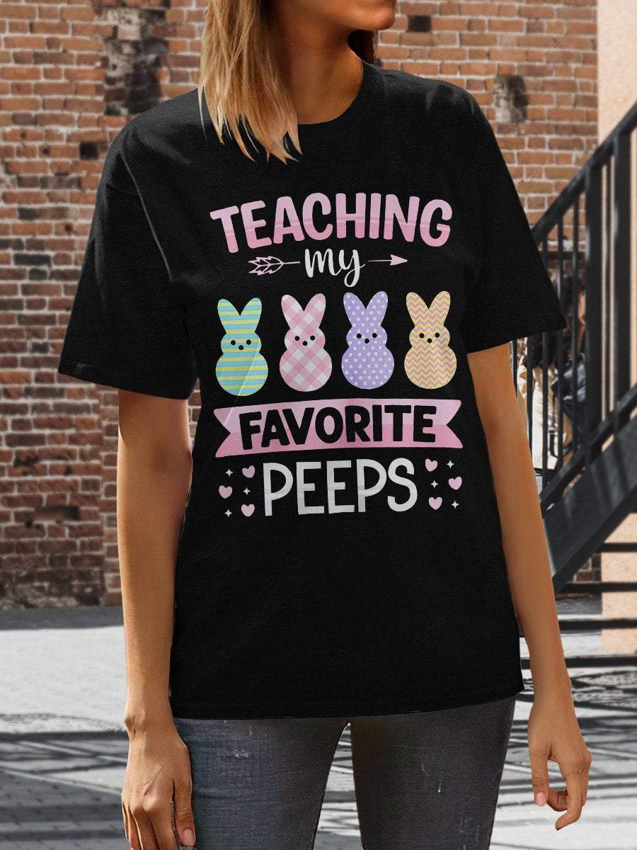 Teaching My Favorite Peeps Easter Teacher Print Graphic T-shirts