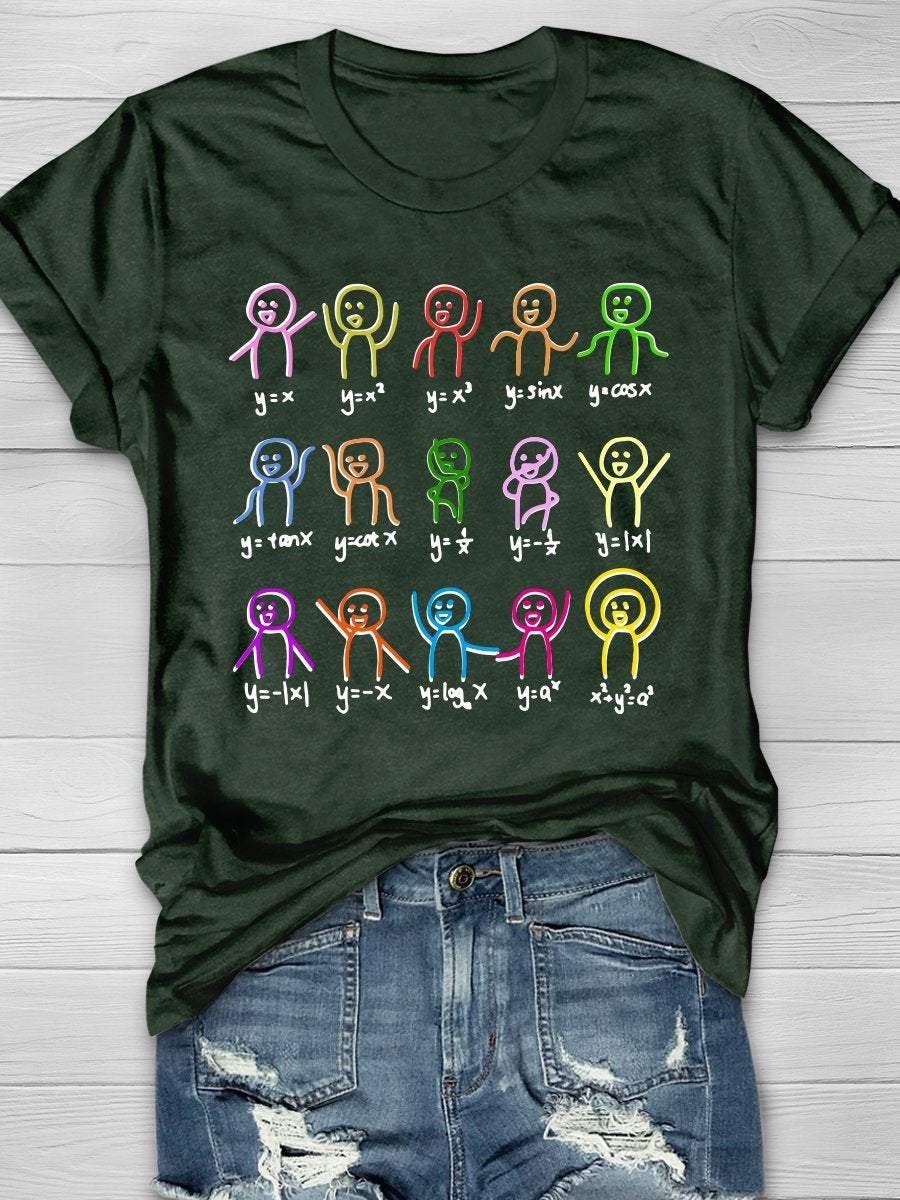 Math Stick Figures Science Print Graphic T-shirts